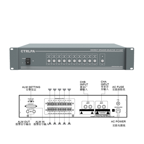 CTRLPA肯卓 CT1308F公共广播十分区矩阵器 背景音乐分区器