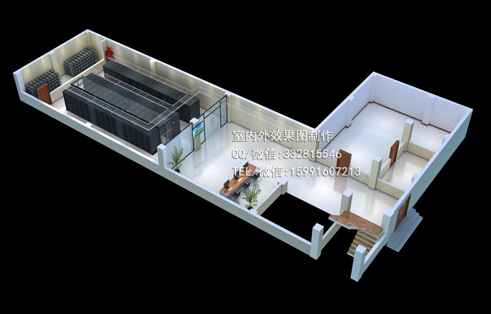 无锡网络机房效果图制作|3D户型图渲染|智慧城市服务平台项目