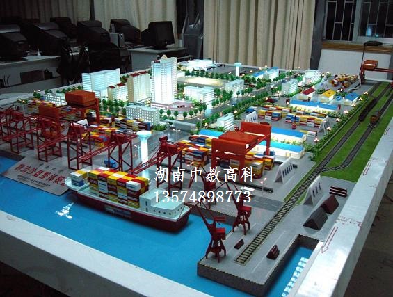 大型物流枢纽沙盘综合仿真模型,港口货运沙盘模型,配送中心整体布局模型,龙门起重机模型