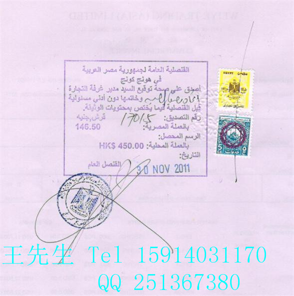 分销授权书（Egypt）埃及领馆盖章