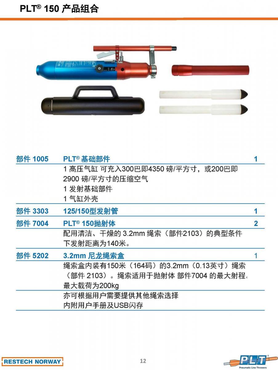 挪威原装进口气动抛绳器PLT 150全套装EC MED及CCS认证