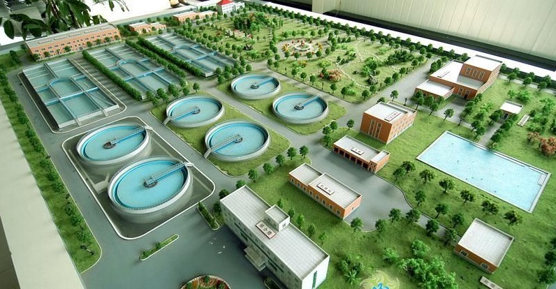 污水处理厂沙盘模型，块基型泵房整体模型，离心泵模型