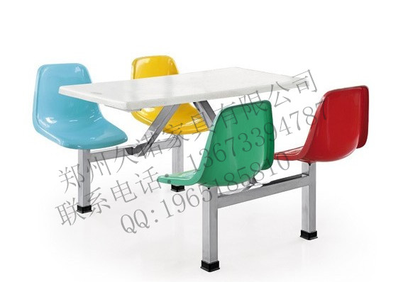 学校员工食堂餐桌椅连体小吃店餐桌椅户外八位不锈钢圆凳餐桌组合