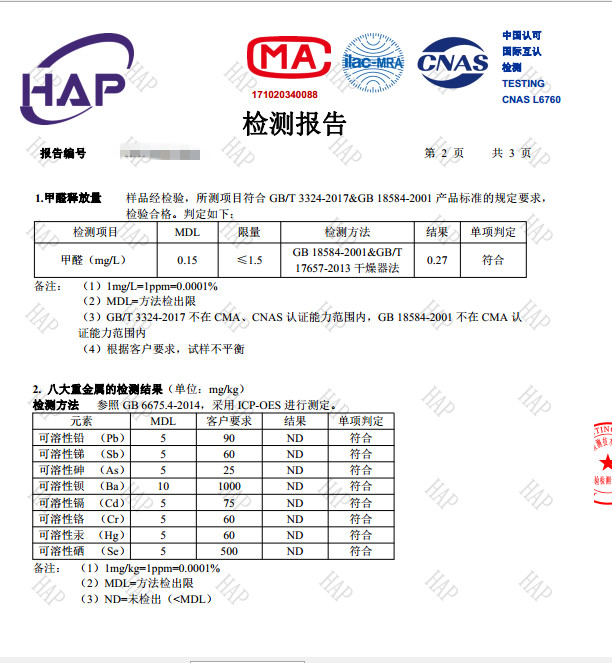 木质家具质量检测