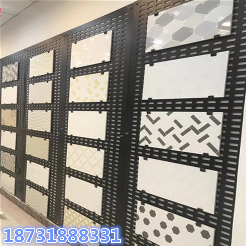 展厅冲孔板瓷砖洞洞板厂家瓷砖地砖挂钩展示架