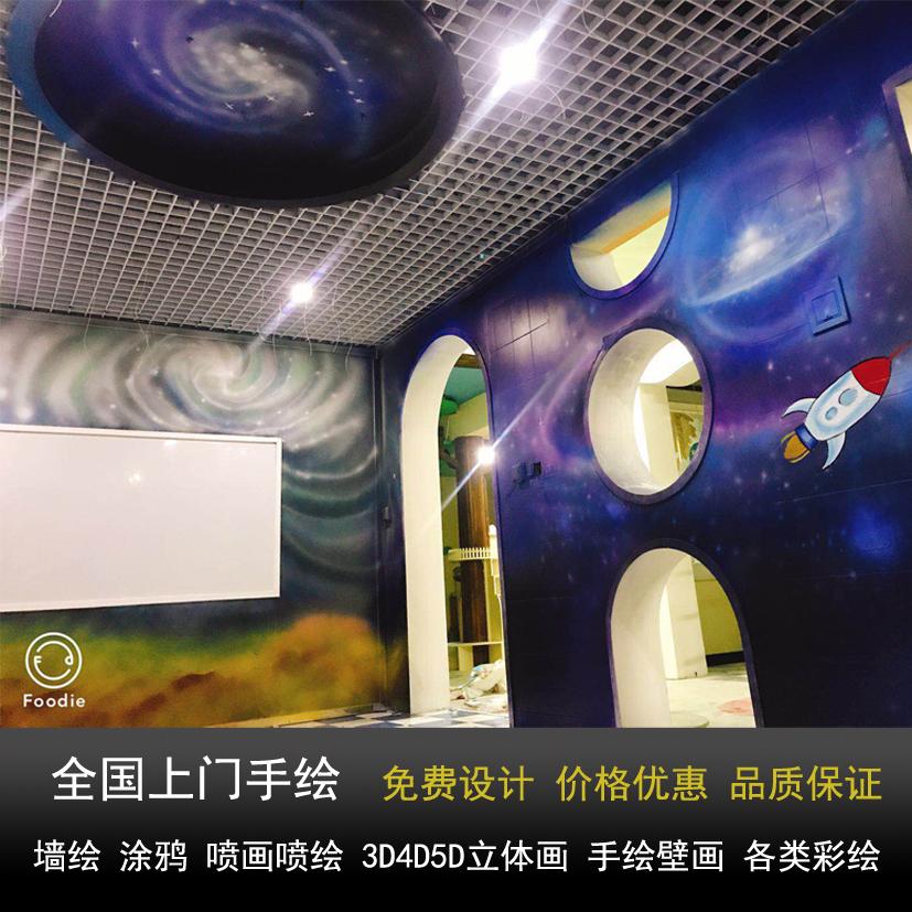 上海墙绘手绘定制壁画画画上门涂鸦3D画幼儿园文化墙绘画