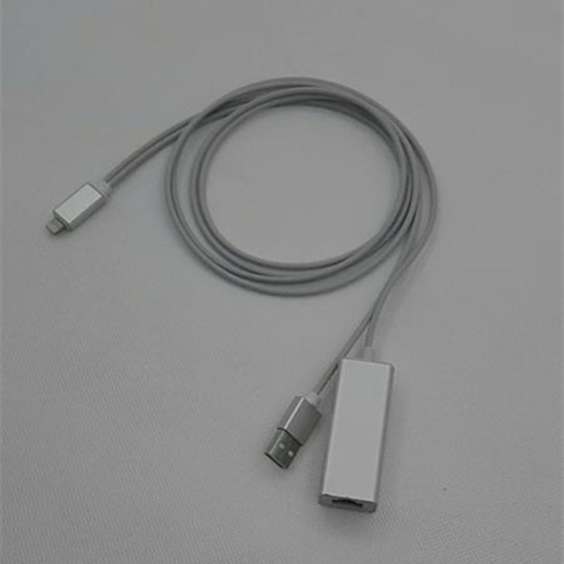 iPhone百兆网卡Lightning转RJ45 USB充电线