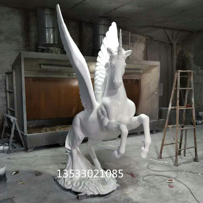 玻璃钢景观动物飞马件|树脂仿真飞马雕塑|玻璃钢欧式飞马雕塑