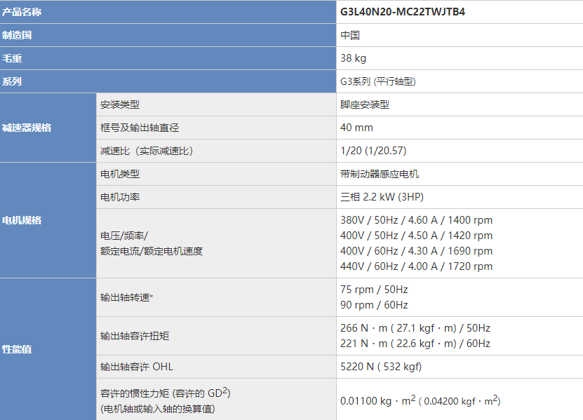 供应日精减速机G3L40N20-MC22TWJTB4带刹车