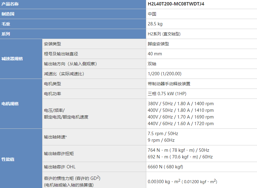 广东广州销售日精减速机 H2L40T200-MC08TWDTJ4