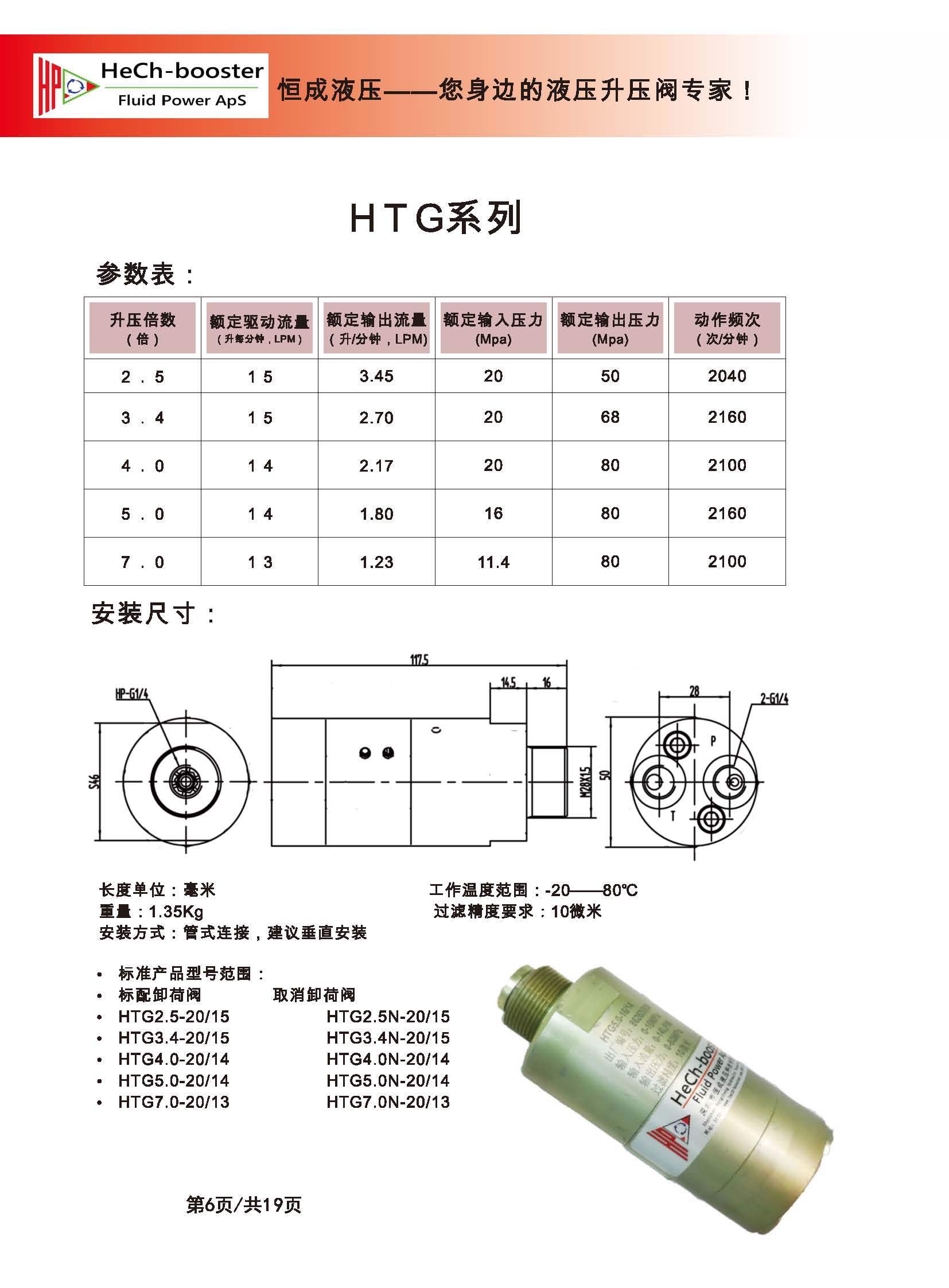 深圳市恒成液压HTG可持续液压增压器