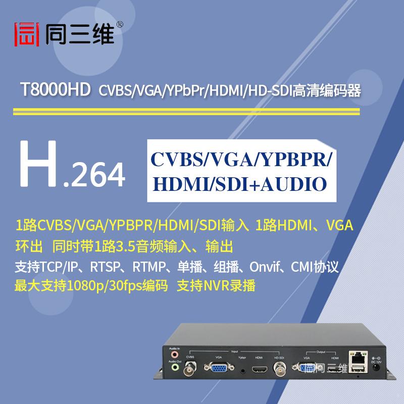 同三维T8000HD高清CVBS/VGA/YPbPr/HDMI/HD-SDI编码器