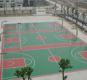浙江嘉兴5mm硅PU塑胶篮球场造价|宁波标准硅PU球场面层材料价格施工
