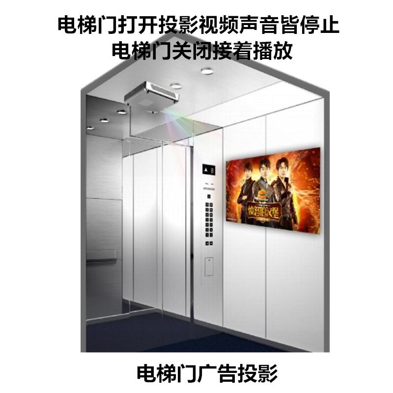 电梯门广告投影感应电梯门打开投影视频声音都停止电梯门关闭接着播放