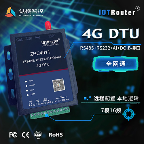 4G DTU,全网通DTU,4G无线终端,提供转485/232/AI/DO多接口