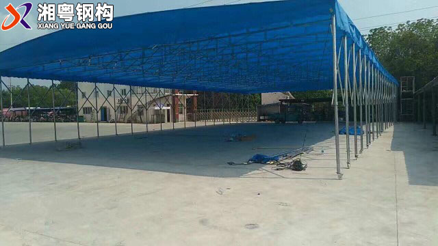广州生产批发彩色PVC帆布伸缩遮阳篷推拉式雨棚