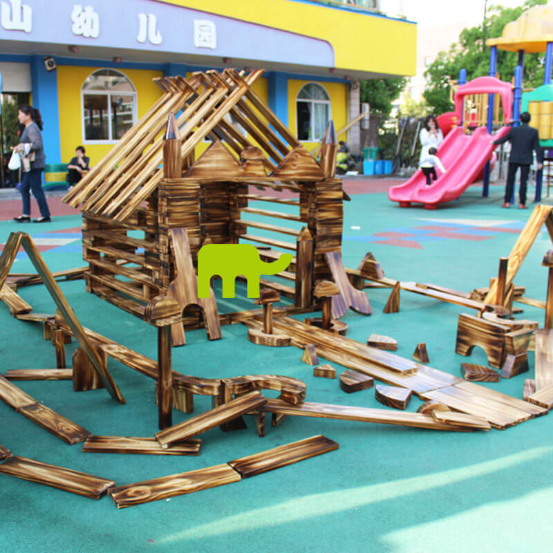 幼儿园户外大型碳化实心新西兰松木积木410件/508件