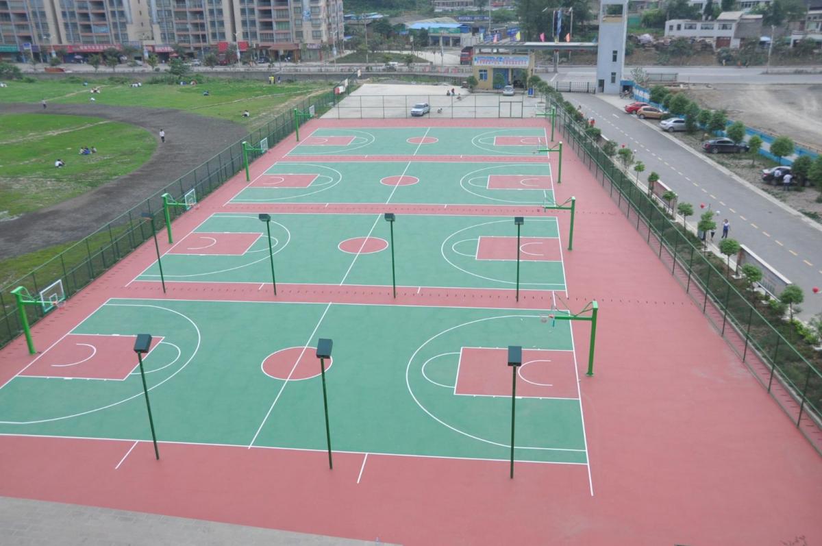 江苏南京硅PU篮球场材料厂家施工报价 南通4mm硅PU球场工程施工每平方价格