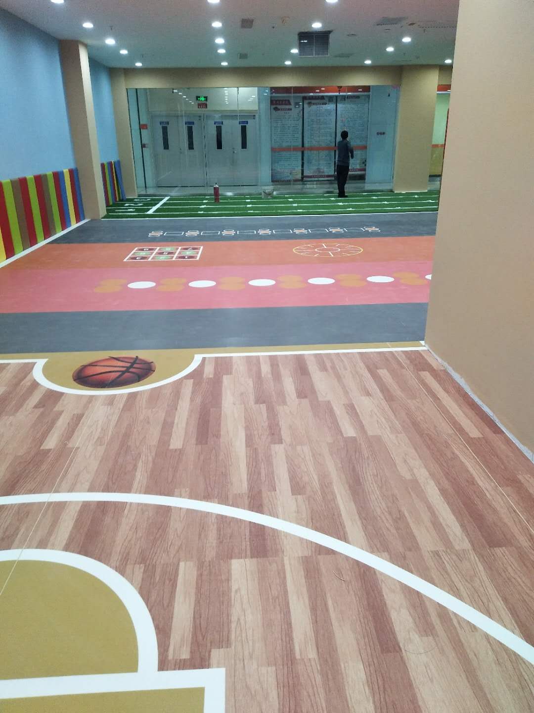 工厂直供360定制健身房商场幼儿园地板PVC塑胶个性定制机打图案