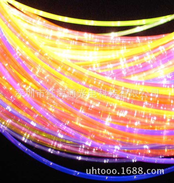 柔性软弯曲轮廓照明光纤防水艺术照明导光条通体七彩变化光纤