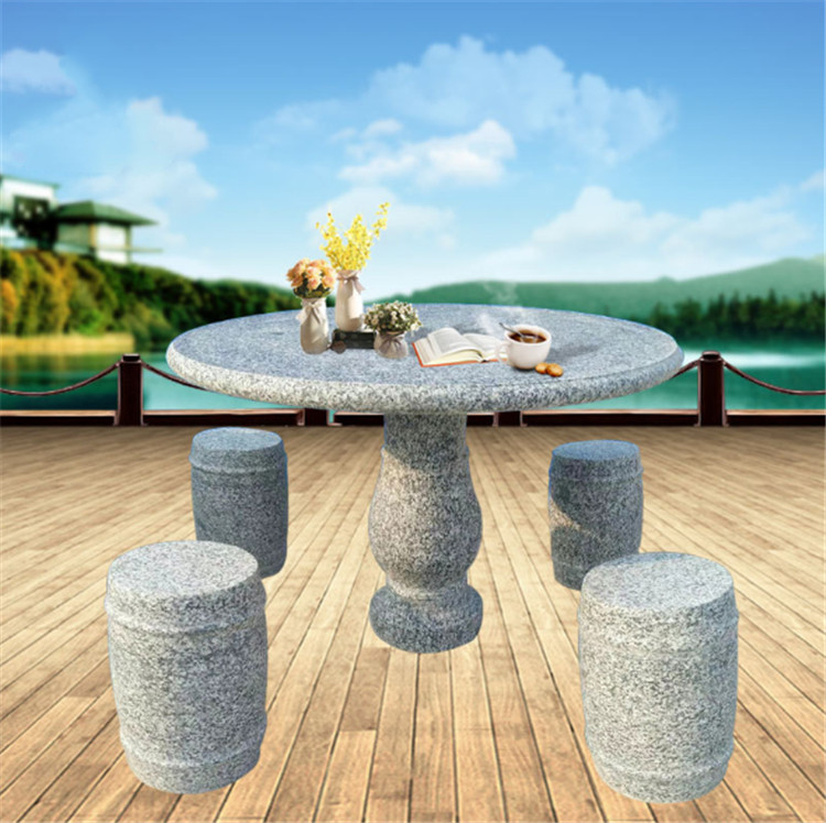 石桌石凳批发 庭院石桌石凳 仿古石桌子 杨坤石材雕刻