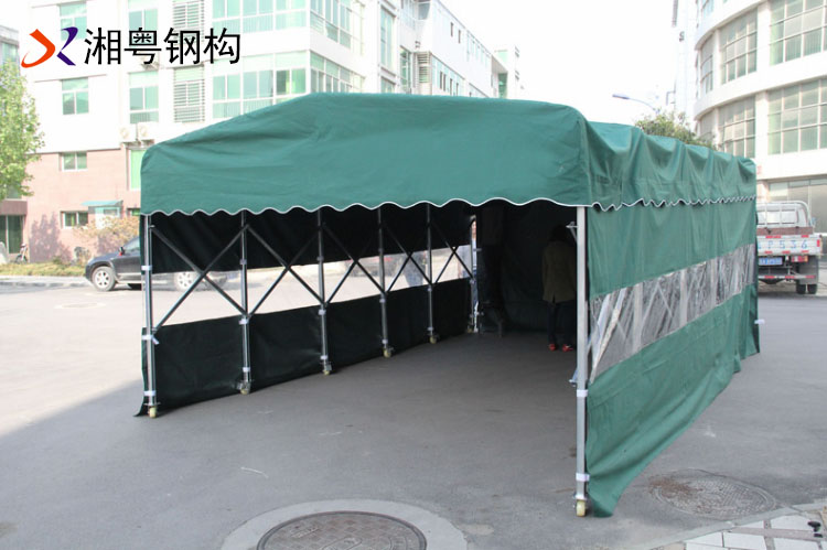 江门鹤山设计定做汽车帆布折叠伸缩雨棚推拉雨棚制作
