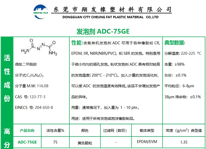 东莞 中山 江门  珠海 发泡剂ADC-75GE 广东 山东  厂家直销 总代批发 报价价格 专业可