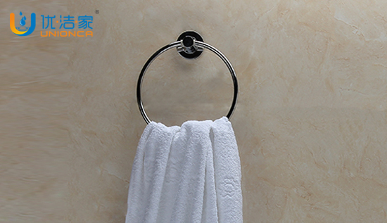 工程装修浴室全铜电镀铬色圆形毛巾环 方形可定制 