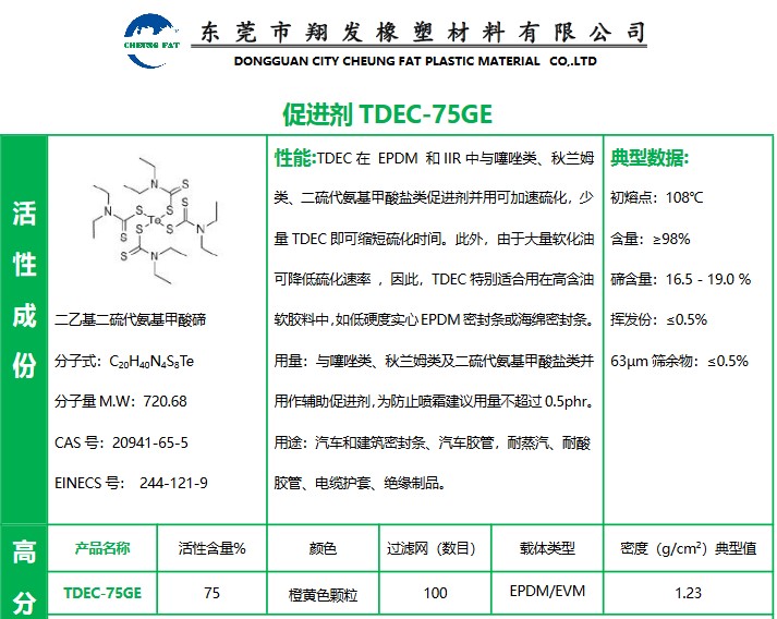 促进剂TDEC-75GE 中山 江门   广州 广东 山东  厂家直销 总代批发 报价价格 专业可靠