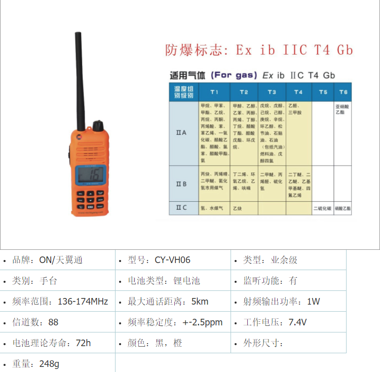 CYVH-06 防爆船用无线对讲机 驰洋渔船无线电电话 带船检证书