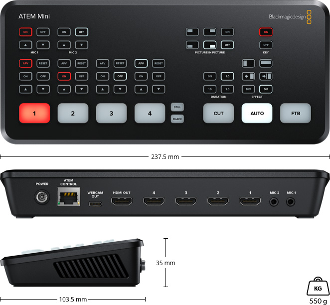 BLACKMAGICDESIGN ATEM Mini 4路HDMI输入切换台