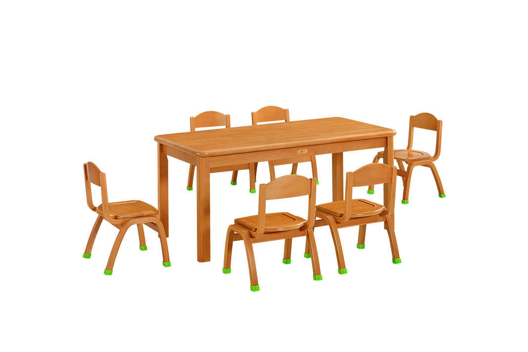 幼儿园家具实木六人桌(不加厚)环保水性漆
