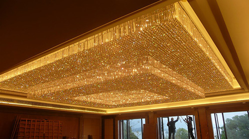 酒店水晶吸顶灯 宴会厅长方形灯具定制