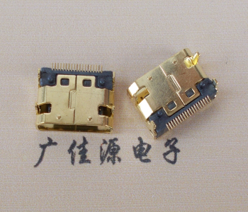  MINI HDMI USB母座19p端子 外壳度金四脚插件