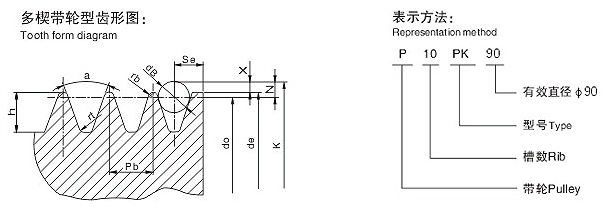 SYNCHROFLEX多楔带轮主要数据和数据公差范围