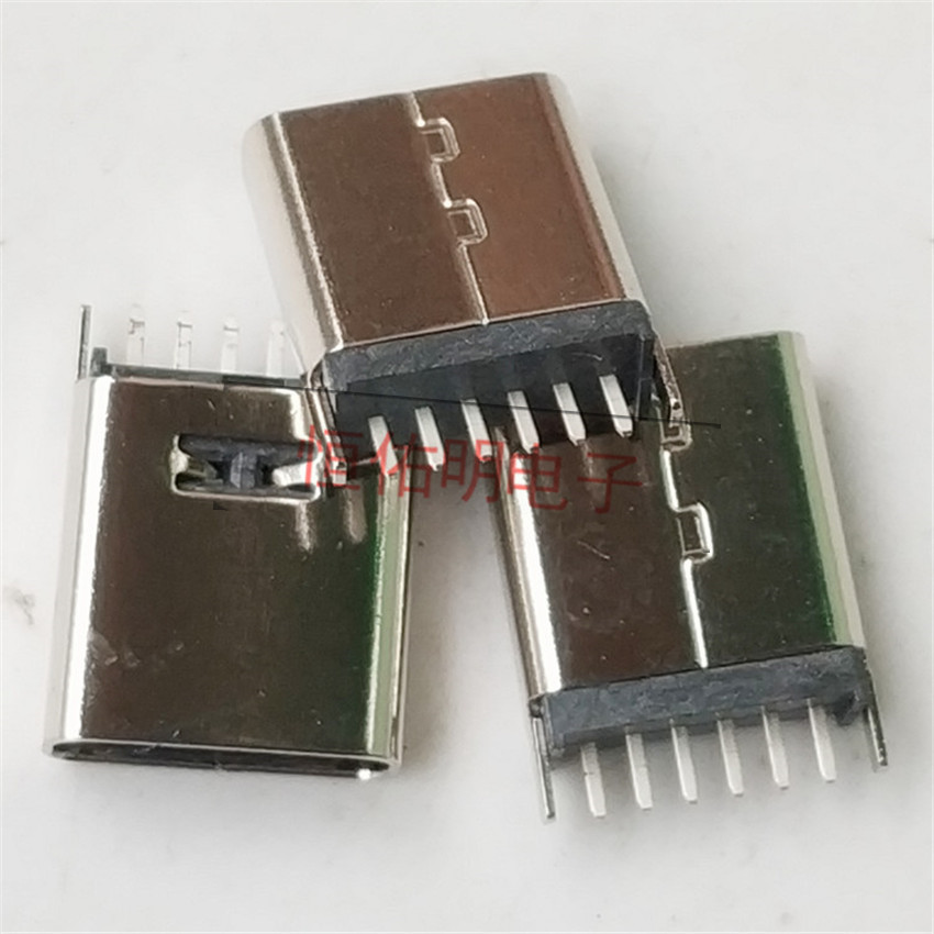 新品Type-c 6P立式插板 180度直立式直插 H=10.0 10.5mm