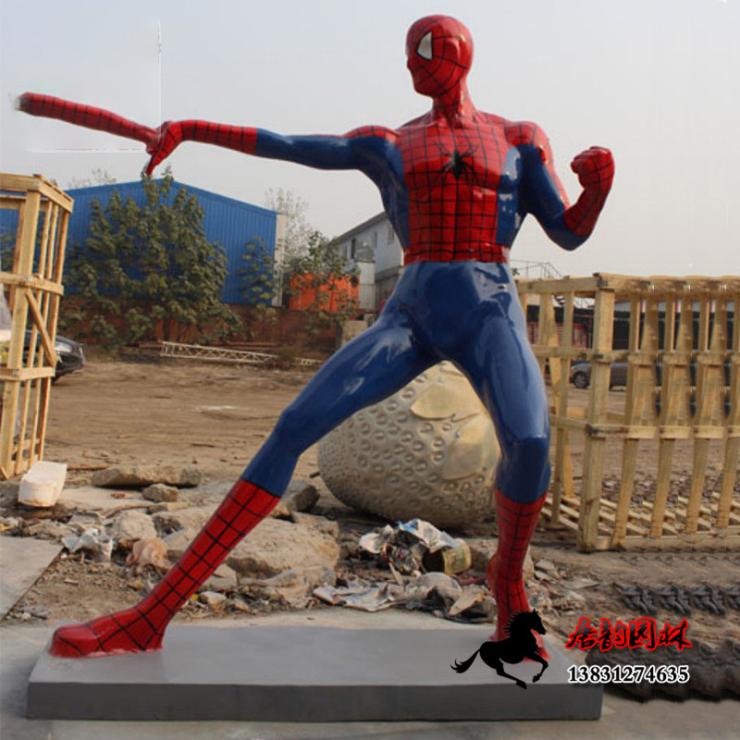 玻璃钢大型蜘蛛侠雕塑 卡通动漫人物