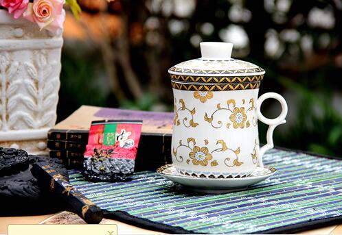 供应福利礼品陶瓷茶杯带过滤网陶瓷茶杯