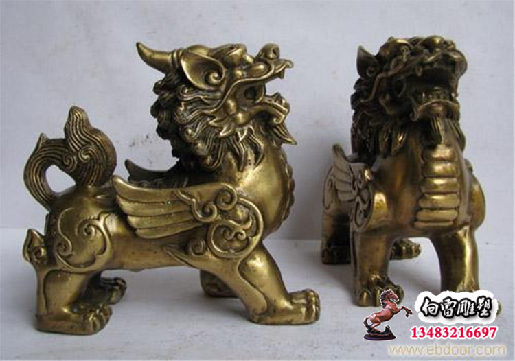 铸铜动物麒麟雕塑，铜雕麒麟