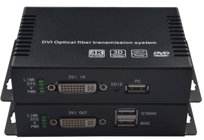 4K DVI光端机带环出,音频+232数据,支持1U机箱，4U插卡机箱，北京华创视通生产厂家