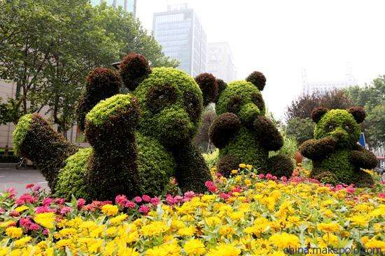 仿真草丝熊猫价格-五色草真植物雕塑价格-熊猫绿雕制作厂家