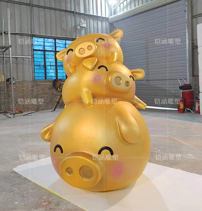 泡沫雕塑小猪摆件定制 商场美陈小猪雕塑