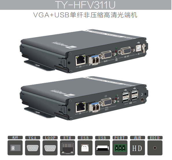 KVM非压缩VGA高清光端机USB口天翼讯通TY-HFV311U