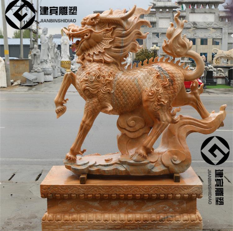 精致麒麟石雕大理石麒麟雕刻雕塑门口摆件