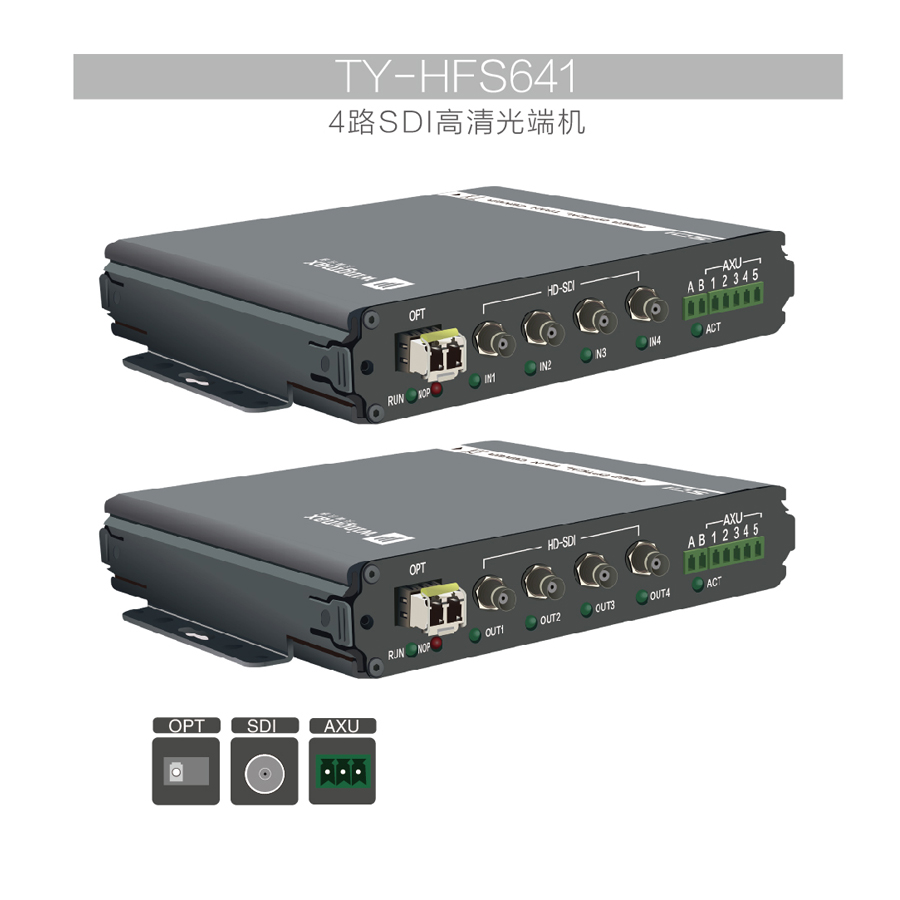 4路HD-SDI视频光端机 天翼讯通TY-HFS641