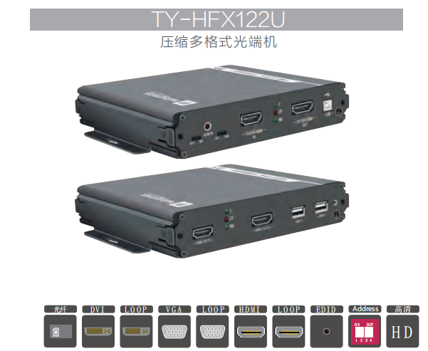压缩多业务多格式光端机TY-HFX122U