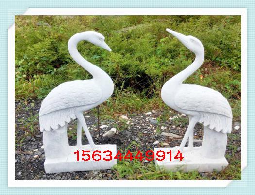 庭院装饰石雕白鹤制作 景区动物仙鹤雕塑造价